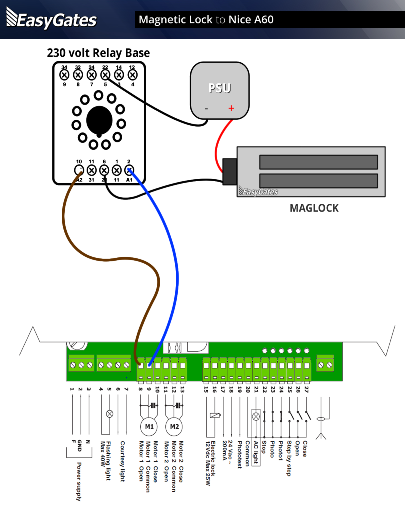 Maglock to NICE A60 Panel