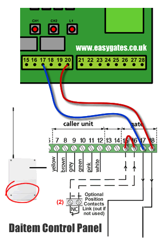 Connecting Logisty / Daitem Intercom to CB11 Control Panel ... liftmaster sensor wiring diagram 