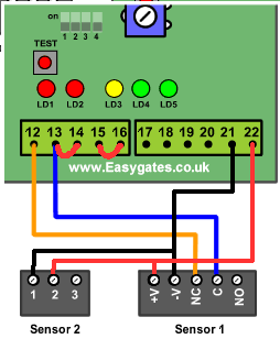 Installing One Set Of Photocells To The Cb1 Control Panel Easygates Manuals