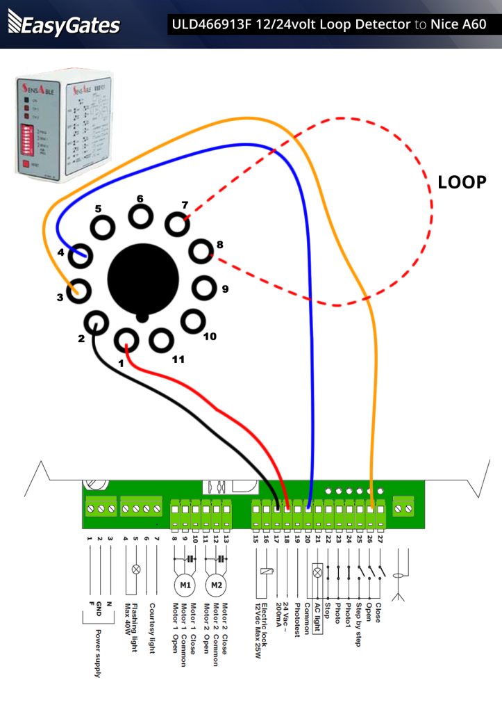 ULD466913F 12/24volt Loop Detector to Nice A60 