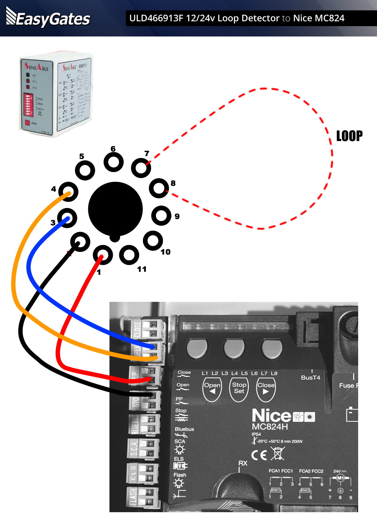 12 / 24 Volt Loop Detector to Nice MC824 Control Board ...